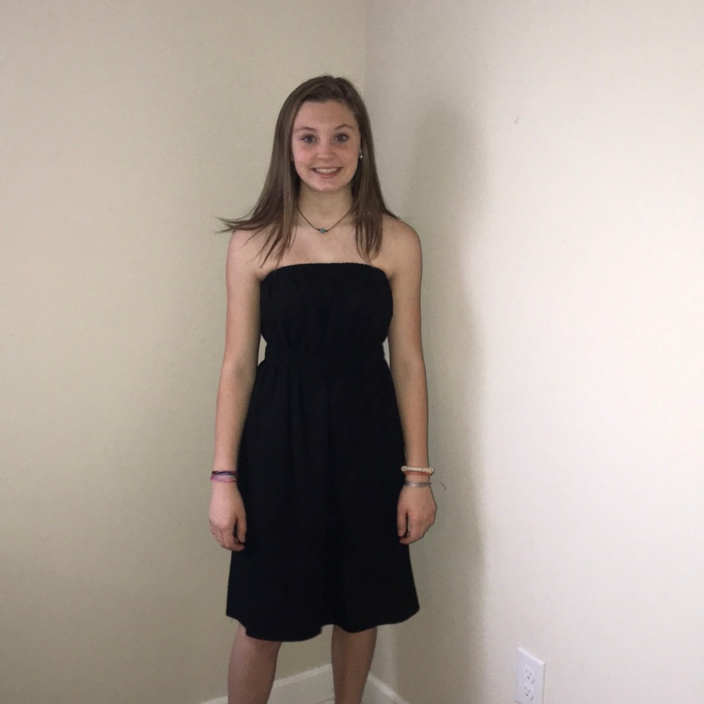 Black strapless dress